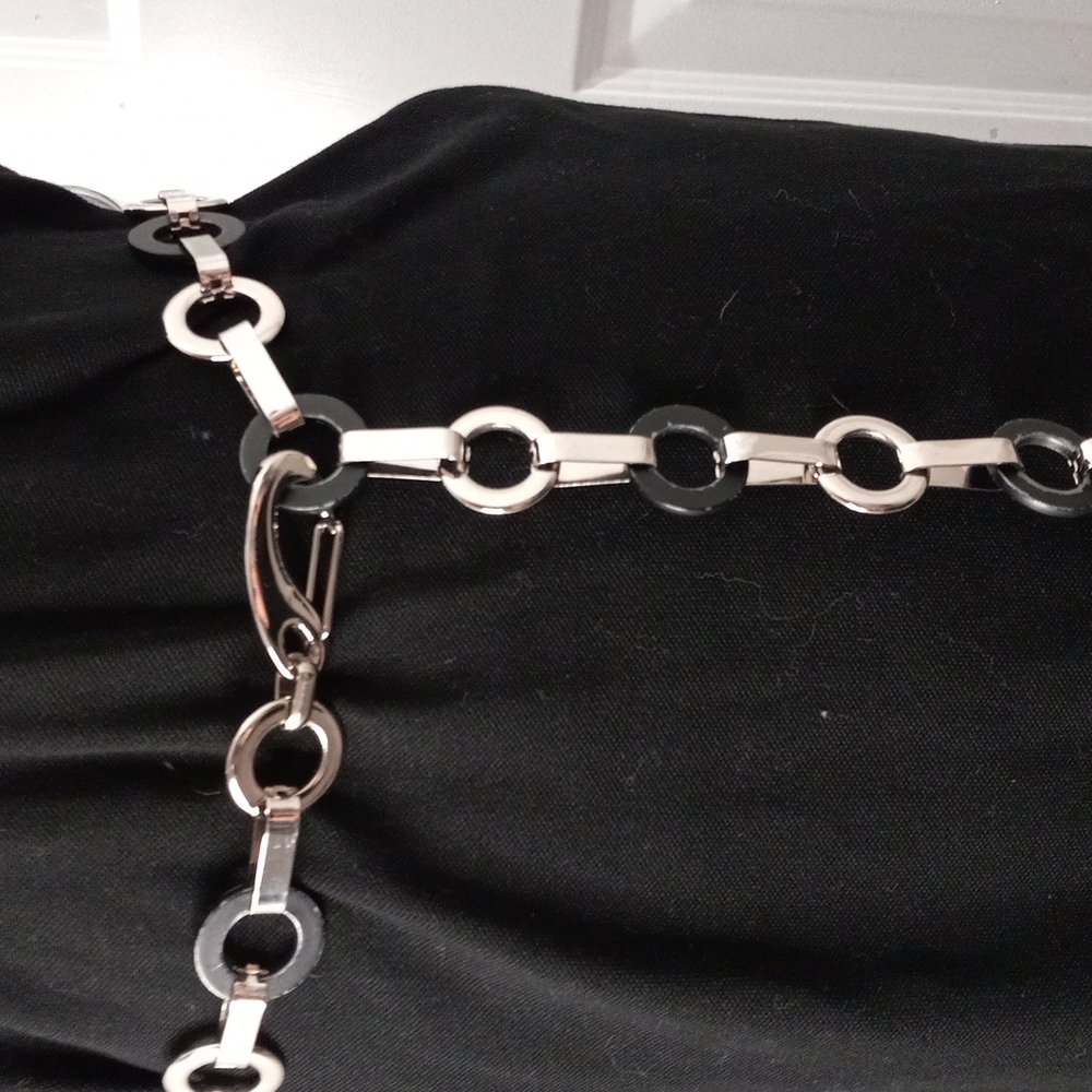 Black & Silver Heavy Chain Belt Sz Sm to 34"